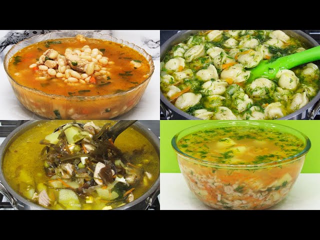Суп- сразу 4 рецепта на любой вкус! Как приготовить вкусный суп на обед. Новый каждый день!