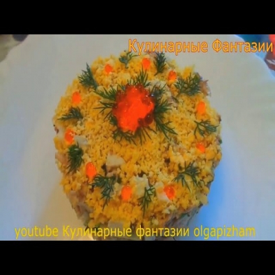 Рыбный салат из консервированной сайры