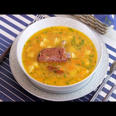 Очень вкусный суп, любимый с детства! Гороховый суп с пикантной добавкой!