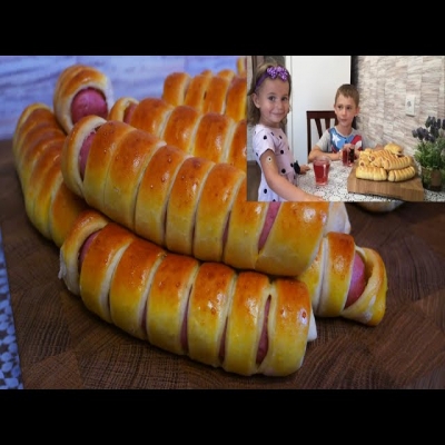 Сосиски в тесте. Дрожжевое тесто на воде. Вкусная домашняя выпечка рецепт