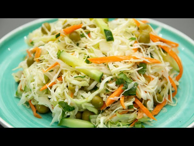 Салат Витаминный из молодой капусты как в столовой. Очень вкусно и полезно