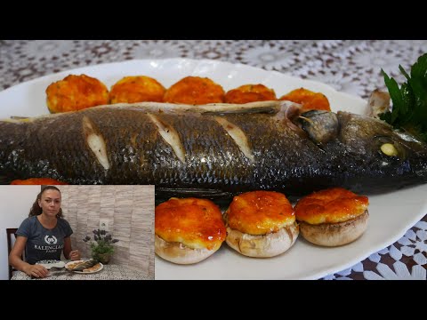 Запеченная рыба в духовке сибас с грибами в фольге