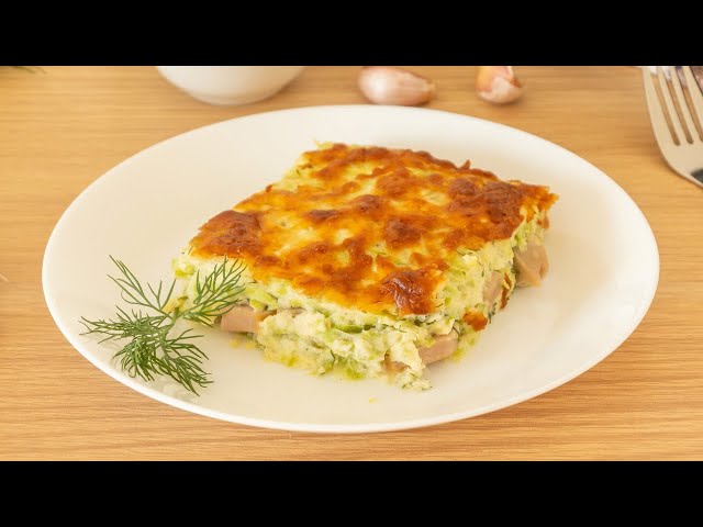 Запеканка из кабачков с колбасой. Рецепт вкусного ужина на скорую руку.