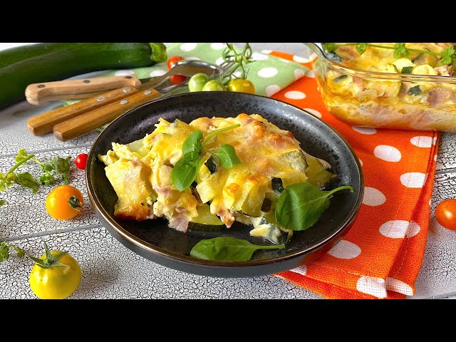 Запеканка из кабачков с ветчиной и сыром - видео рецепт вкусного и свиного сезонного блюда!