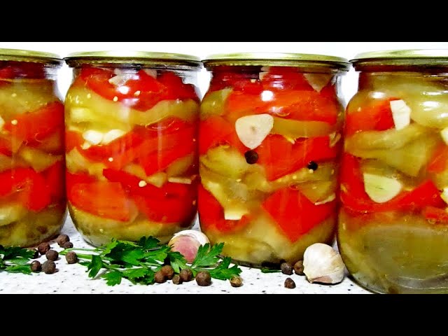Маринованный перец с баклажанами на зиму! Готовлю всегда много! Изумительный вкус!