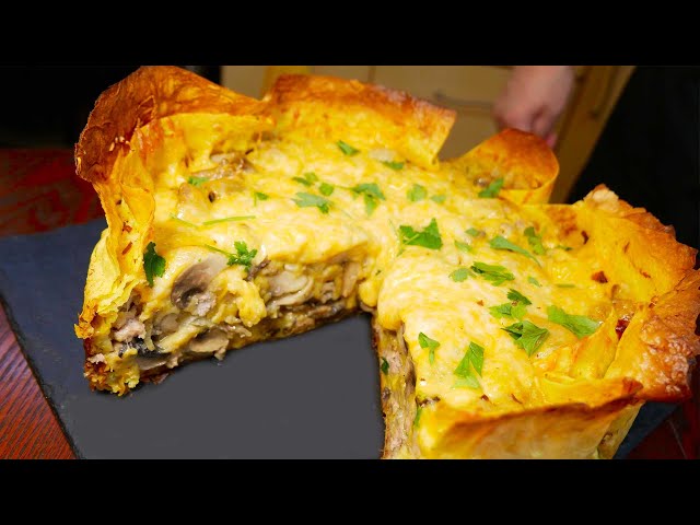 Лаваш + сочная начинка + ароматная заливка = пирог из лаваша с мясом и грибами без возни с тестом!