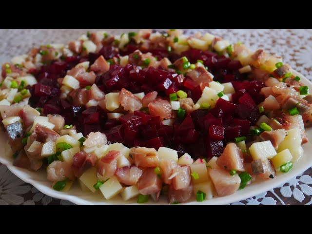 Салат с сельдью без майонеза. Салат под водочку. Быстро и вкусно