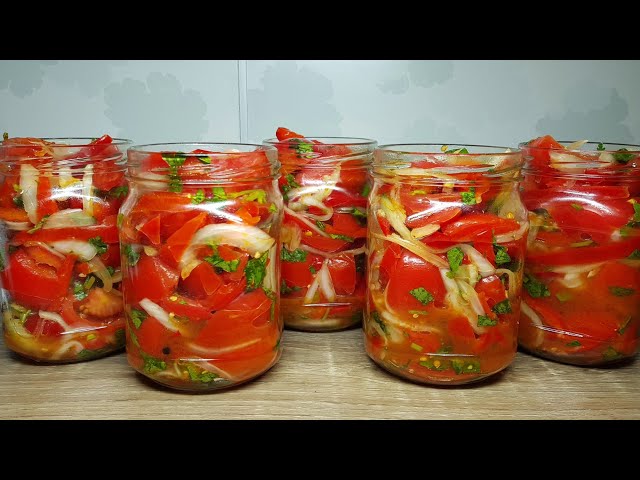 Зимой открыли баночку и ахнули как вкусно! Закуска из помидоров под шашлычек