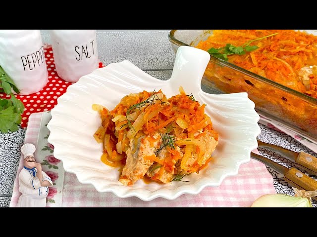 Горбуша под маринадом из лука и моркови 
