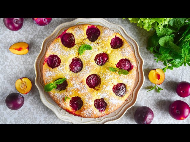 Как приготовить заливной пирог со сливами на кефире? К чаю, вкусный, быстрый, простой