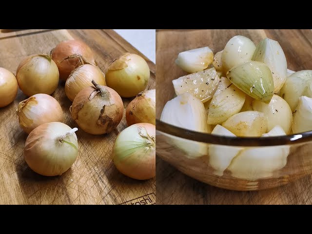 Закуска из лука. Муж готовит 