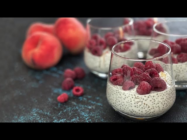 Чик-пудинг с персиком и малиной. Вкусный завтрак! Полезный десерт от Лизы Глинской
