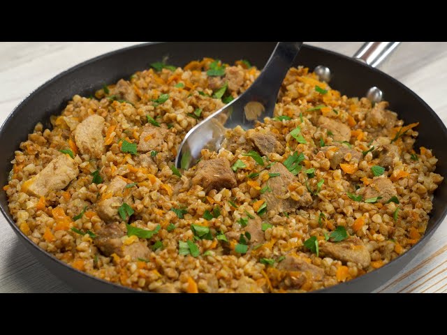 Просто и вкусно! Гречка с мясом в одной сковороде. Рецепт от всегда вкусно!