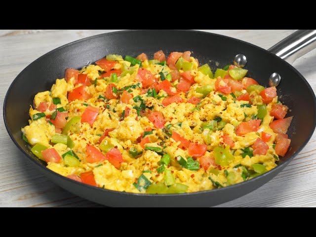 Вкусный завтрак за 5 минут. Аппетитная яичница с овощами. Рецепт от всегда вкусно