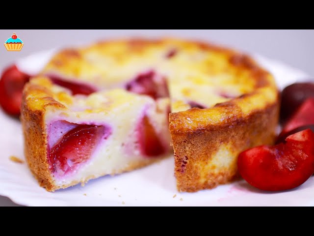 Творожный пирог со сливами, очень вкусный! Чизкейк в духовке