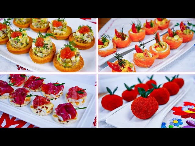4 закуски за 15 минут на Новый год! Вкусные, сытные закуски на любой праздник 
