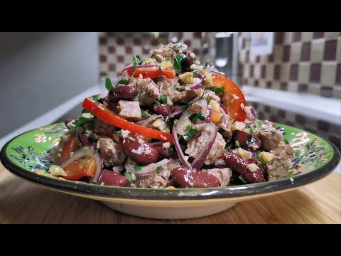 Салат с мясом и фасолью 