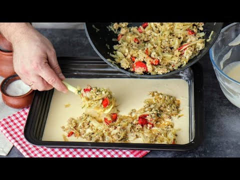 Самый быстрый пирог с капустой и фаршем. Рецепт заливного пирога