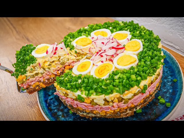 Обалденно вкусный салат из простых продуктов! Смачний м'ясний салат на свято