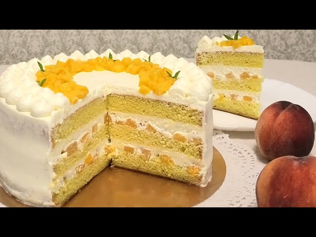 ТОРТ С ПЕРСИКАМИ. Как подготовить свежие  персики для торта от  Выпечка и кулинария