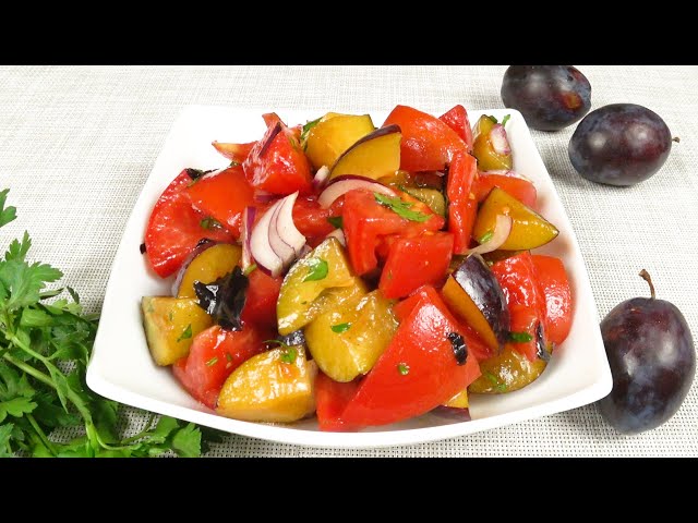 Необычный и вкусный салат. Помидоры со сливами от Вкусная кухня. Простые рецепты
