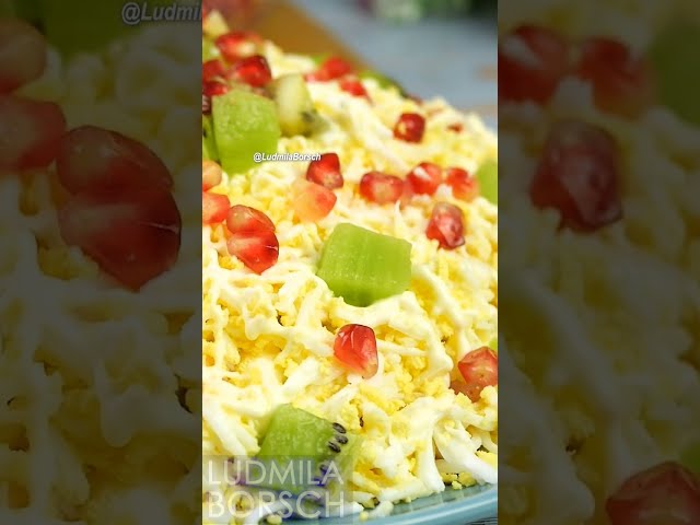 Праздничный салат с огурцом, картошкой и яйцом от Рецепты от Людмилы Борщ