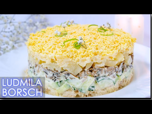 Праздничный салат с мясом и ананасами от Рецепты от Людмилы Борщ