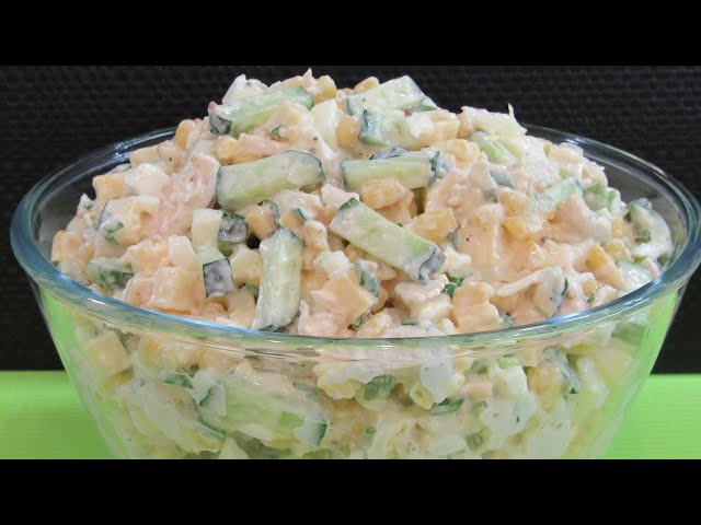 Вкусный салат с курицей, огурцами и кукурузкой от Вкусный уголок