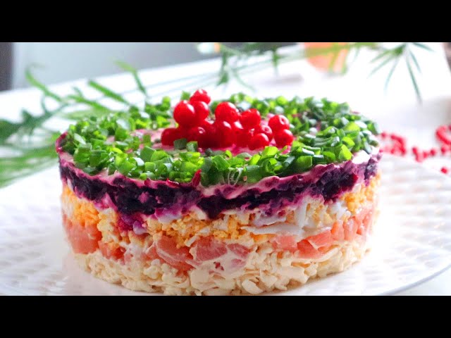 Праздничный салат с сёмгой и свёклой от Вика-Простые Рецепты