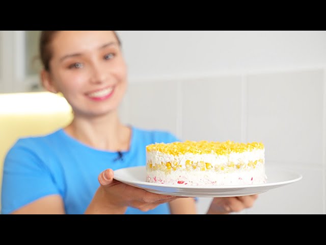 Новогодний салат с крабовыми палочками и кукурузкой от Алина Фуди
