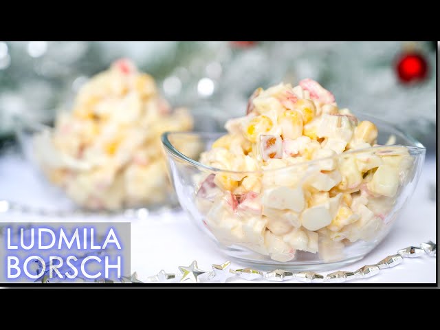 Лёгкий салат с крабовыми палочками и яблоками от Рецепты от Людмилы Борщ