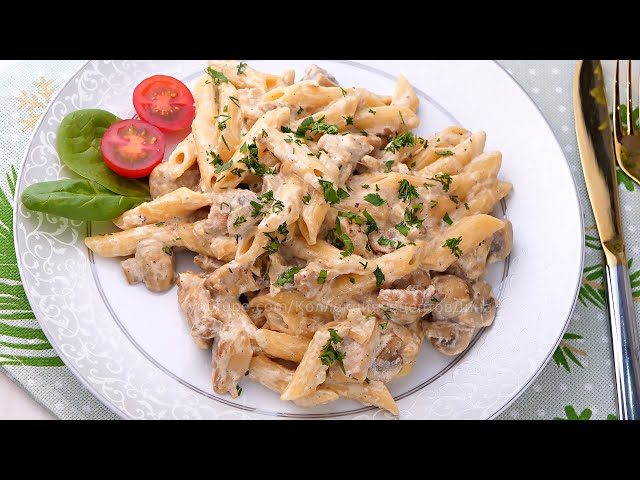Вкуснейшие макароны с курицей и грибами в сливочном соусе от Коллекция Рецептов