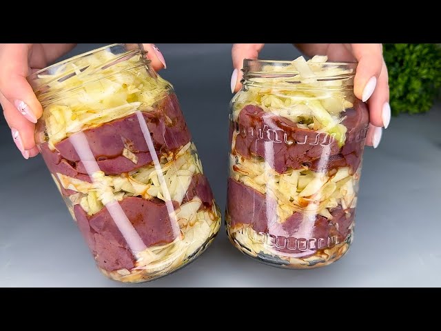 Раскладываю печень с капустой по банкам и получаю очень вкусный ужин к любому столу от Вкусная Жизнь