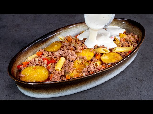 Простой рецепт для особых гостей! Паста с мясным фаршем и баклажанами, в духовке
