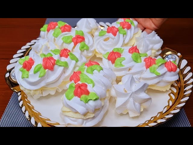 Невероятно просто и быстро! Пирожные безе с кремом! Безумно вкусно!