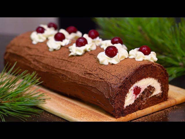 Вкуснее торта. Быстрый шоколадный рулет с вишней. Кулинарим с Таней