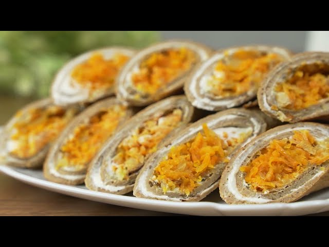 Вкусные печеночные блинчики с морковной начинкой