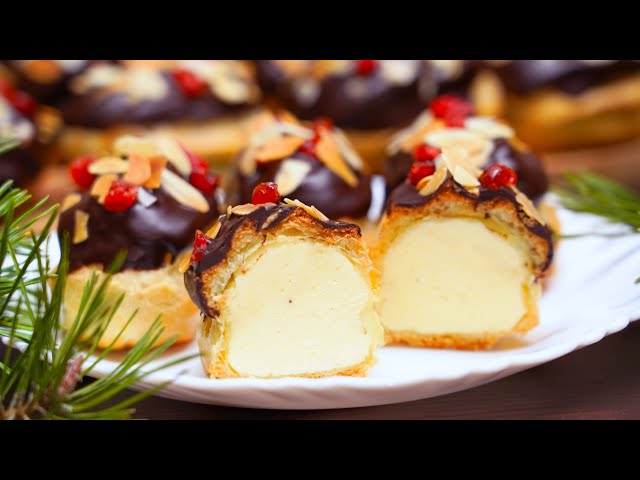 Самые вкусные эклеры с кремом! Заварное пирожное. Кулинарим с Таней