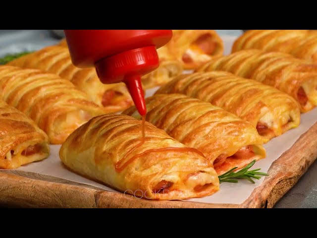 Закуска из слоеного теста с сосисками, которая покорила всех!