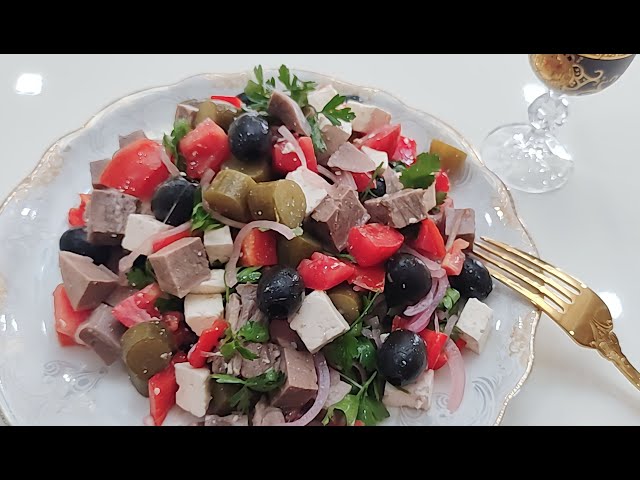Вкуснейший салат из языка. Это просто взрыв вкуса.
