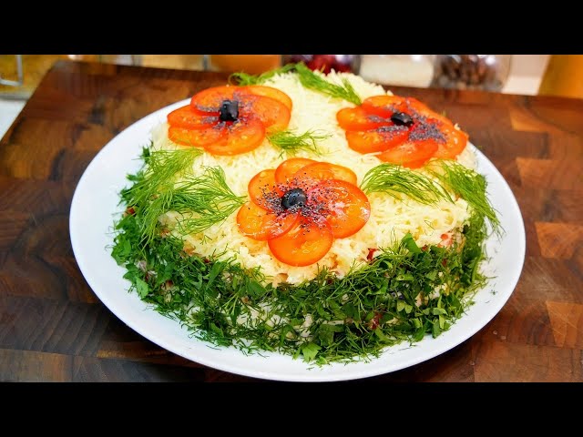 Красивый праздничный салат. Салат маковая полянка, цыганка готовит.