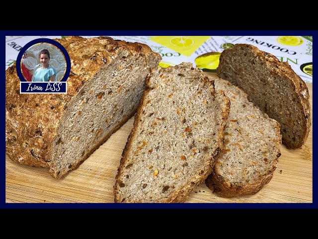 Пеку каждую неделю! Ржаной бездрожжевой хлеб за 5 минут без закваски, без солода (+выпекание)