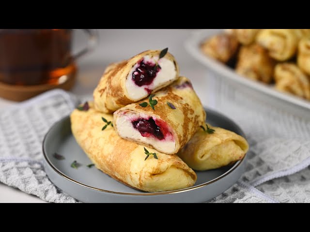 Масленица! Блинчики с творогом и вишней! Так вкусно и так просто