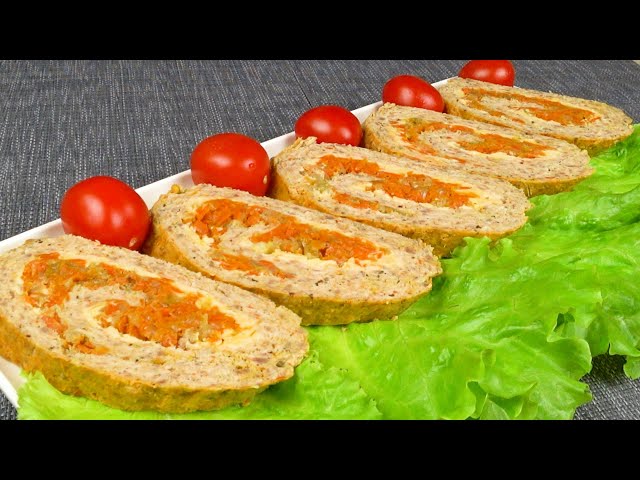 Идея ужина или мясной закуски. Сочный и вкусный рулет из фарша