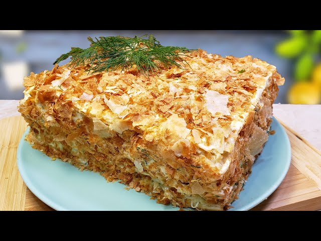 Лучшее блюдо для праздничного стола! Закусочный Наполеон! Торт который удивит всех гостей!