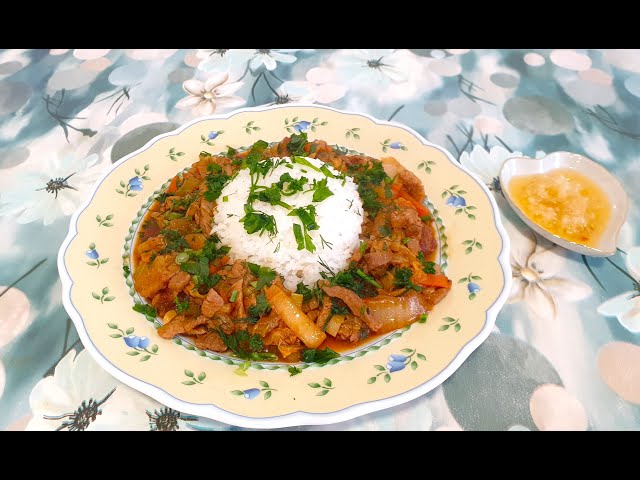 Мясо с овощами и терияки соусом с рисом !Быстрый обед!