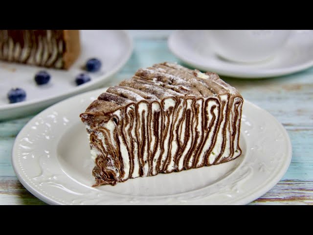 Нежный и очень вкусный шоколадный блинный торт. Попробуйте приготовить!