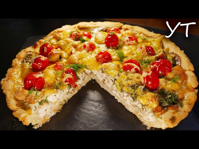 Пирог киш с курицей и грибами - открытый пирог из песочного теста родом из Франции!