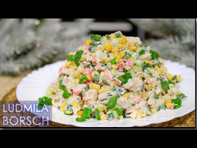 Салат Вероника. Удивительно новый вкус привычного салата из крабовыми палочками.