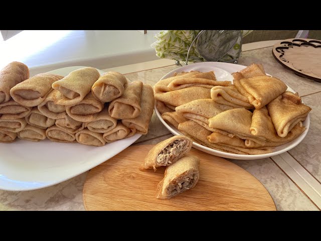 Блины с мясом, отменные. Тонкие блины с нежной мясной начинкой.